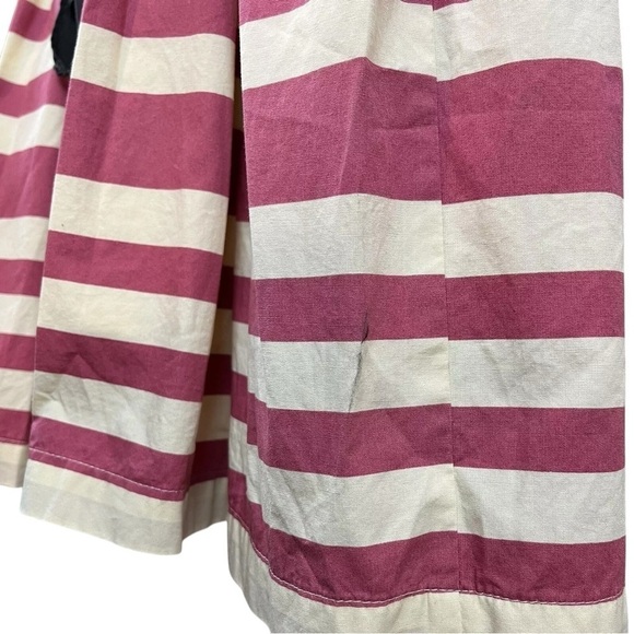 Corey Lynn Calter Anthropologie Caranday Pleated Striped Dress Cream Pink Size 0 - Picture 5 of 7